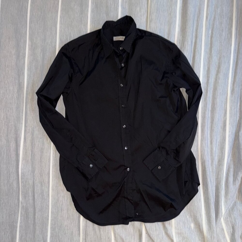 Emanuele Maffeis Cotton Collar Long Sleeve Button Down Shirt Black Size 42